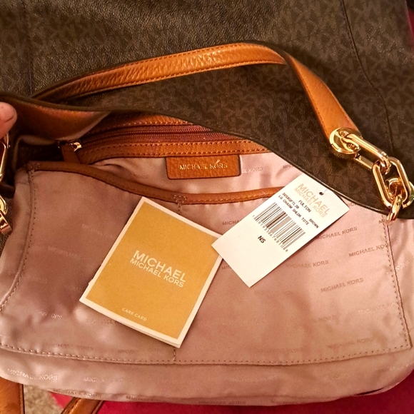 🎁 New Michael Kors FultonSignature Leather Tan/ Cream 🥰 EXCELLENT GIFT - Picture 12 of 16
